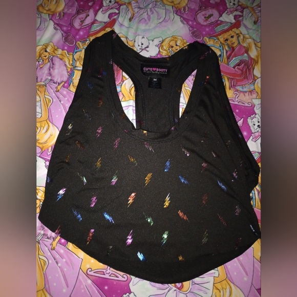 Cute booty lounge metallic lighting bolt tank top size medium - Picture 1 of 2